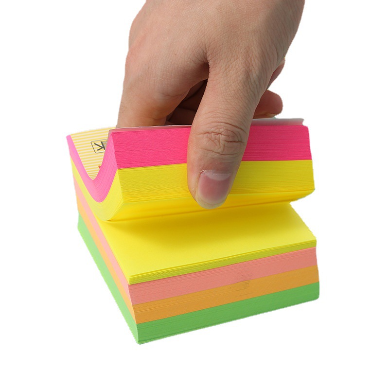 卡迪斯 盒装便签纸砖五彩无粘性便条纸静电便利贴无胶彩色便条纸