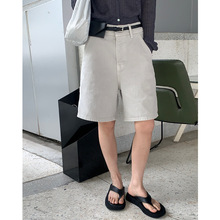 EVERTRUE 牛仔短裤女2024夏季新款韩版高腰宽松纯棉直筒裤子26302
