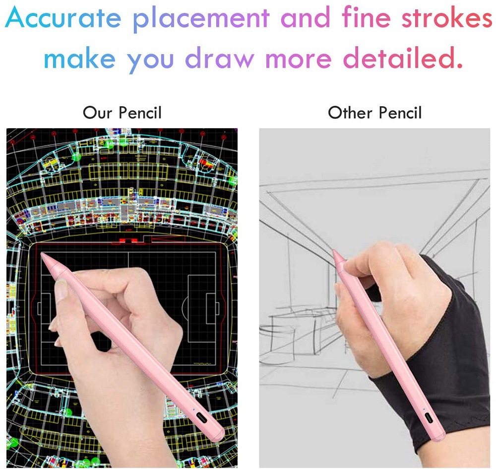 适用ipad2018-2021倾斜压感笔带磁吸防误触笔电容笔ipad触屏笔