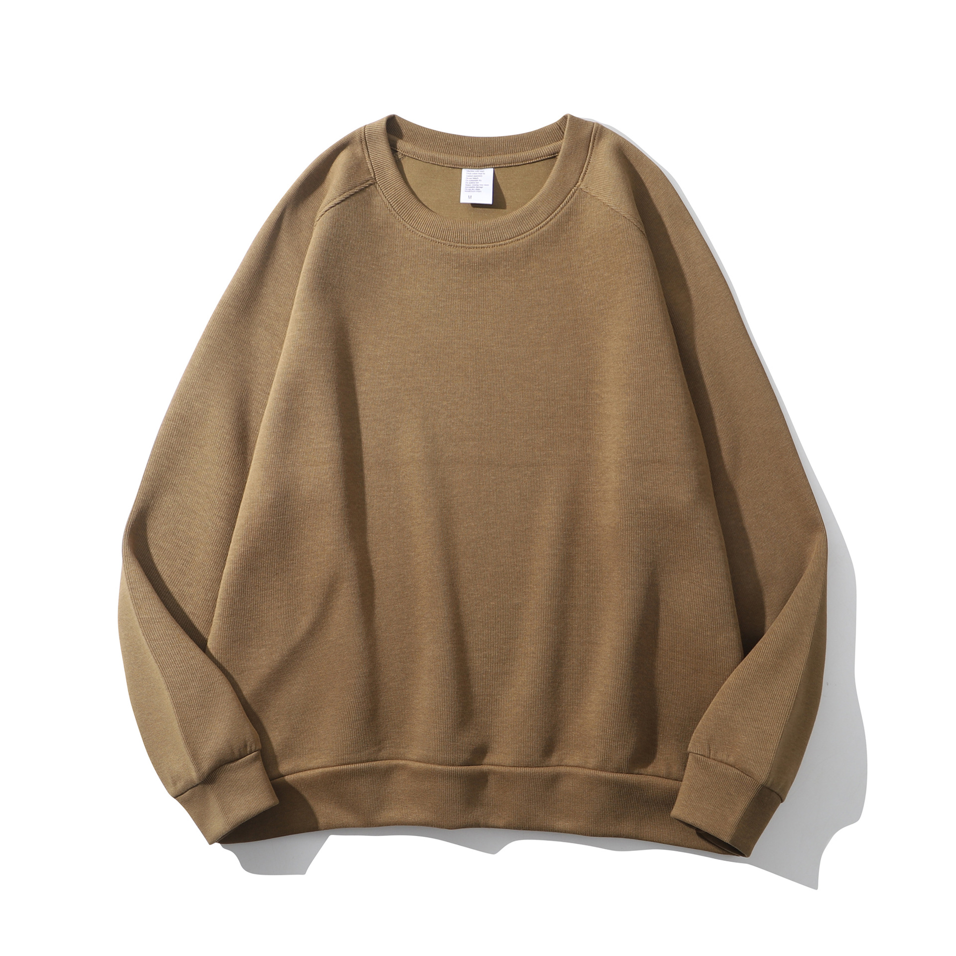 350G Cotton Knitted Raglan Loose round Neck Sweater for Men and Women Oversize Solid Color Wide Version Sweater Base Shirt