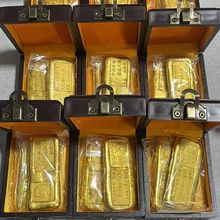 仿古民国金条带盒子一套金锭金条盒子金元宝摆件古玩收藏厂家批发
