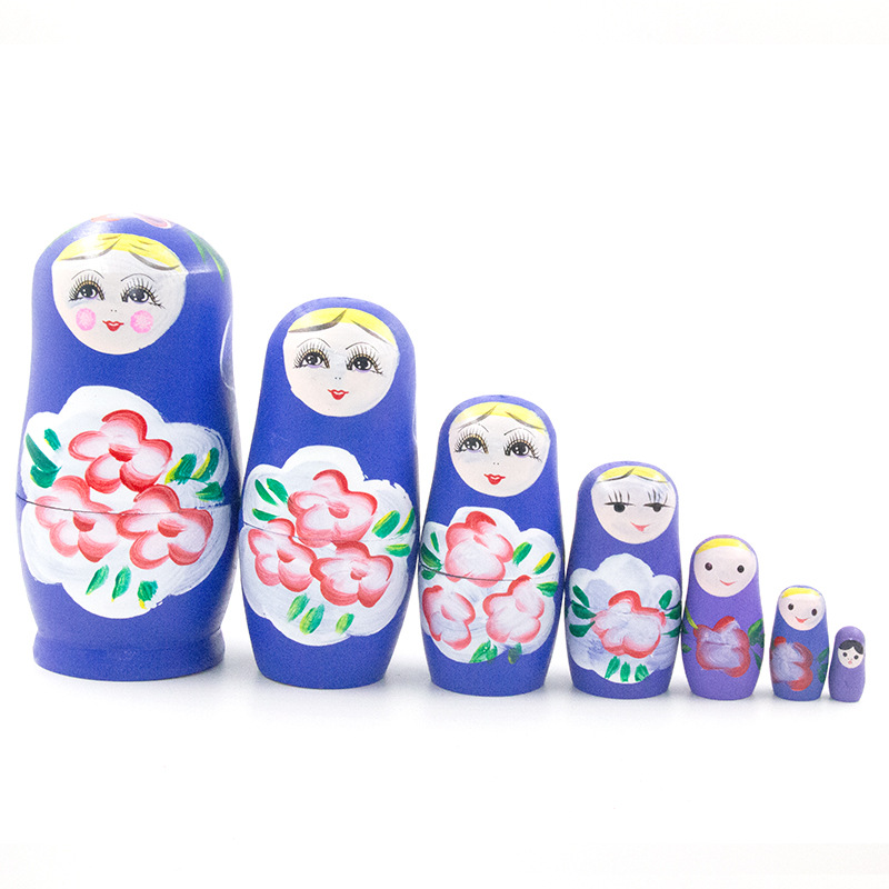 Russia Matryoshka Doll Traditional Hand-Painted Seven-Layer Matryoshka Doll Tourist Attractions Souvenirs Tourism Wooden Craftwork Wholesale