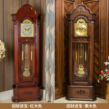 老式落地钟实木立式摆钟复古简约机械钟表现代新中式客厅报时座钟