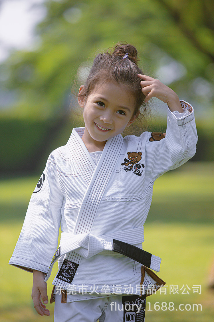 fluory火垒新款bjj巴西柔术道服童装武道服可爱熊儿童柔道道服
