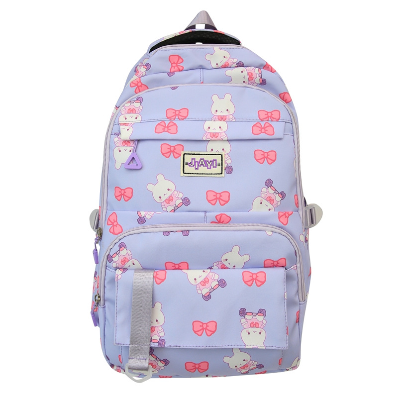 Casual Backpack Women's Floral Bear Junior High School Schoolbag Simple Fashion All-Match Large Capacity College Students' Backpack