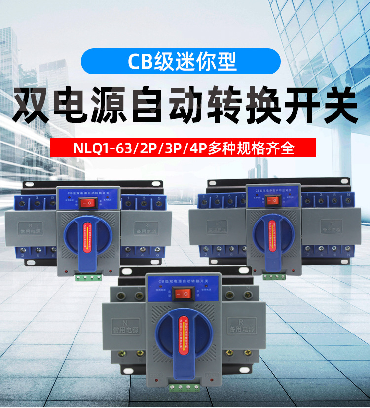 双电源自动转换开关2p63a电源自动切换开关单相220v家用迷你型ats