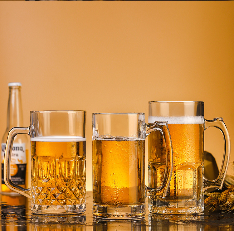 英雄杯啤酒杯网红玻璃扎啤杯子大号带把手超大容量1000ml酒吧酒杯