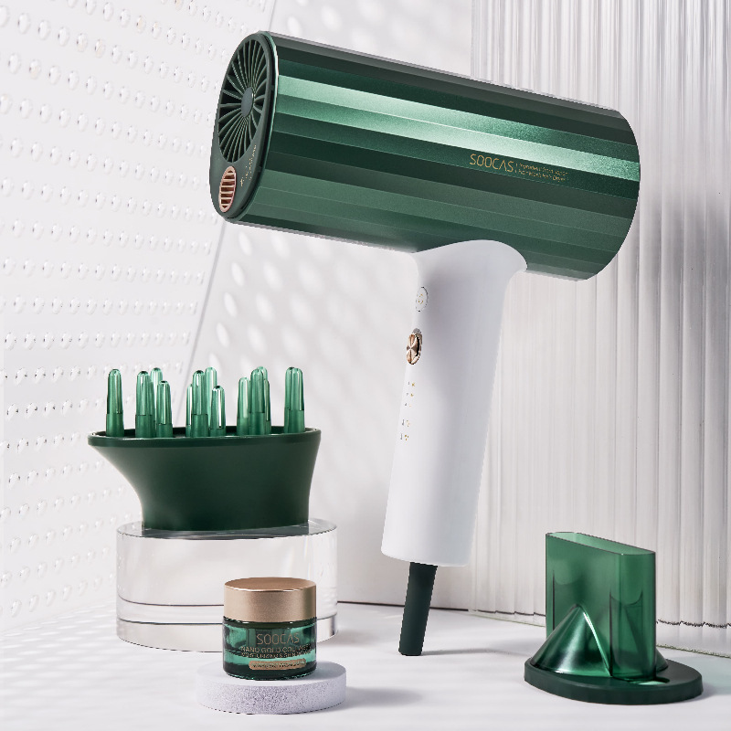素士发膜吹风机家用负离子护发大功率胶原蛋白电吹风复古绿hmh001