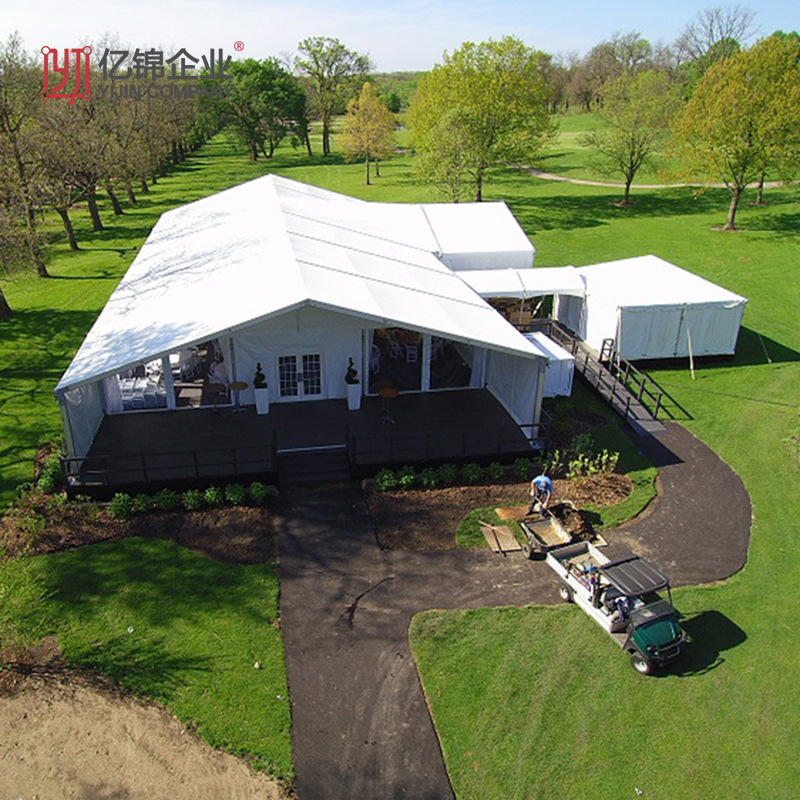 广州防疫检测帐篷户外铝合金安检篷房10米跨度斜顶遮雨大棚可出口