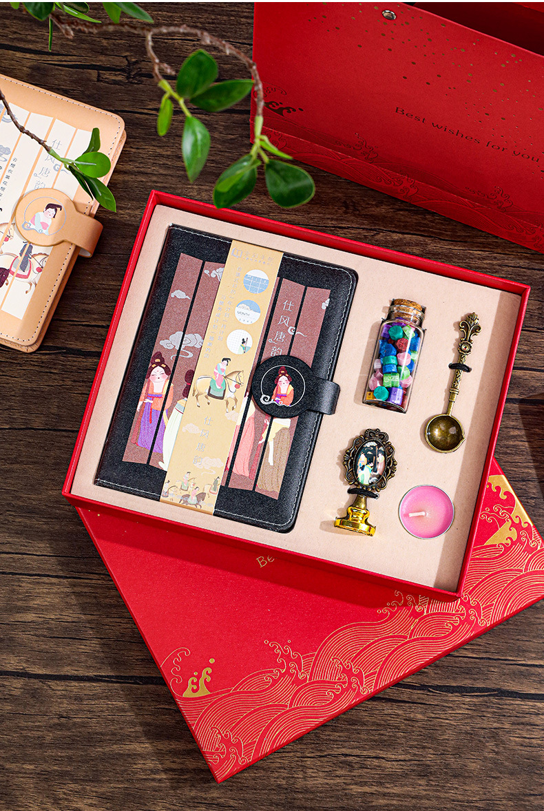 仕风唐韵搭扣本内页插画手帐礼盒古风手账本套装开学礼送同学老师