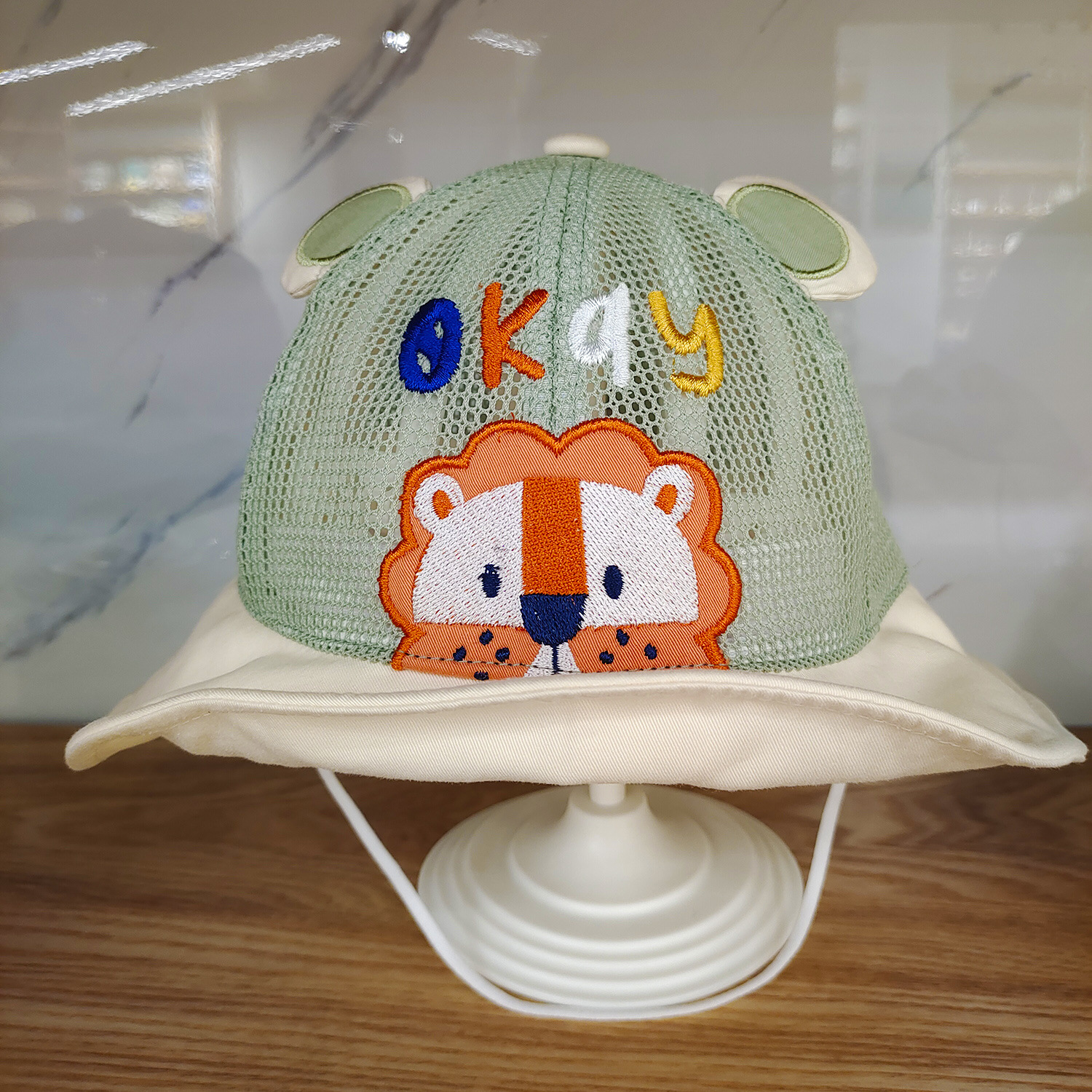 Fisherman Hat Children's Hat Dudula Summer Net Hat Embroidered Letter Little Lion with Net Basin Hat