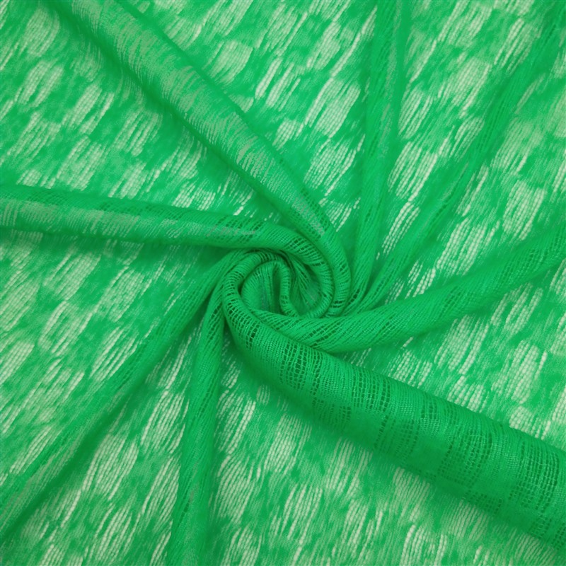 经编涤纶竹节纱针织网眼布 微弹网布 镂空装纱裙面料100gsm