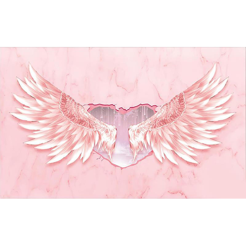 网红打卡背景墙纸直播拍照墙纸天使翅膀酒店壁纸主题房3d立体壁画