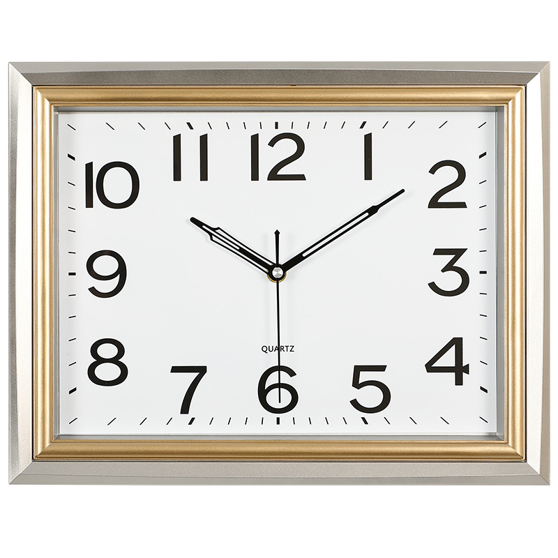 长方形客厅挂钟家用时尚简约现代挂墙挂表轻奢大气静音大石英钟表