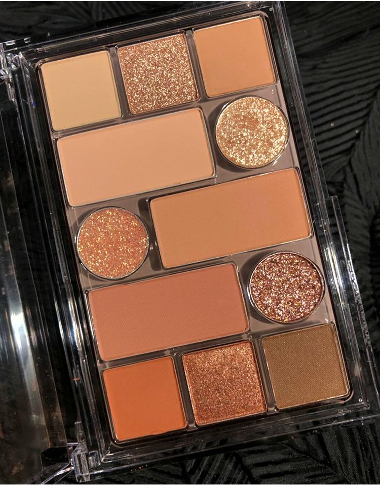 高颜值大地色眼影盘十二色综合盘珠光哑光腮红高光修容眼影组合盘