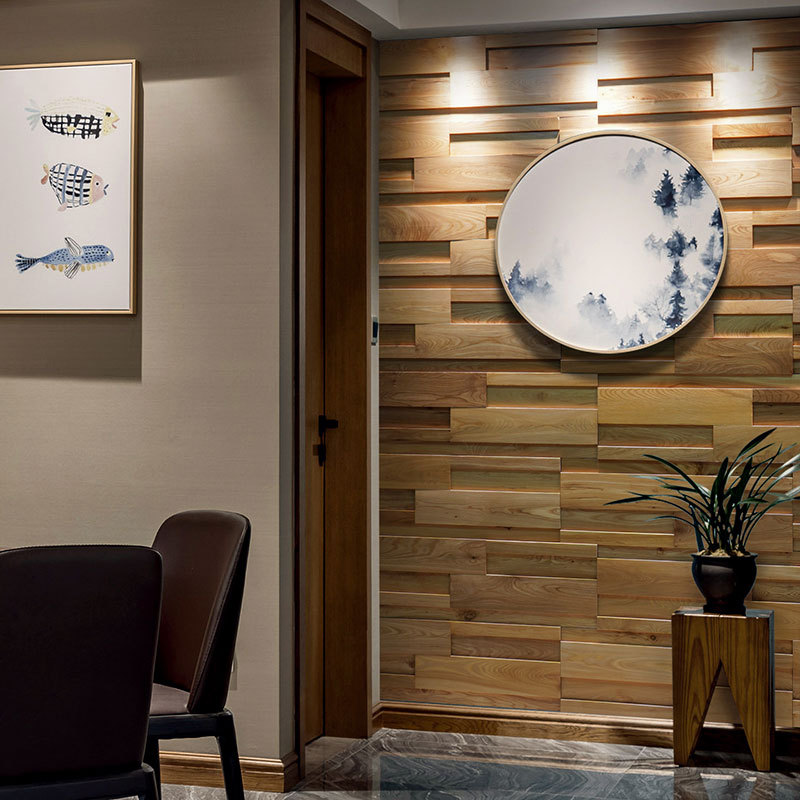 进口黑胡桃木原木实木木质大方块马赛克沙发电视背景墙面装饰￥550