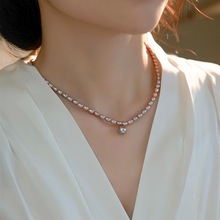 简约气质淡水珍珠项链个性设计14K金米粒珍珠项链法式轻奢锁骨链