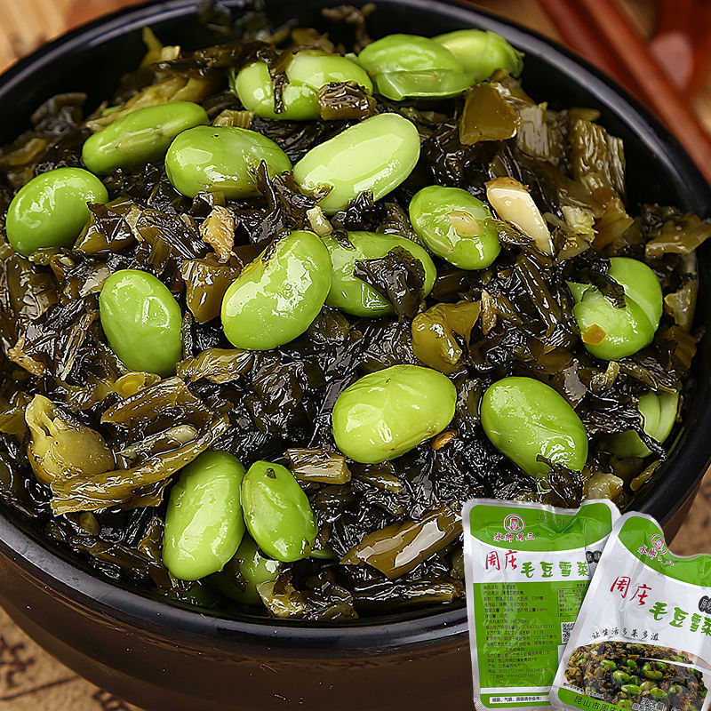 周庄特产阿婆菜毛豆雪菜配粥小菜下饭菜咸菜 小包装60g批发酱腌菜