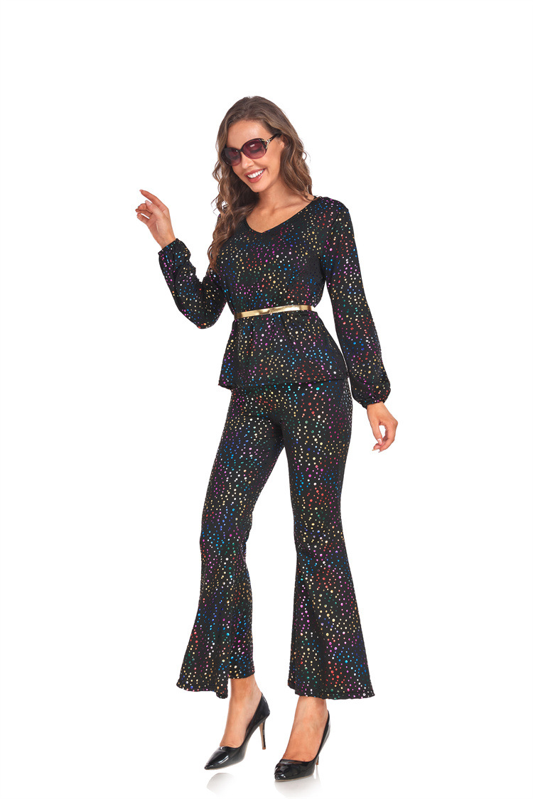 万圣节服装女士 复古60 70年代迪斯科嬉皮士演出服歌手舞台表演服