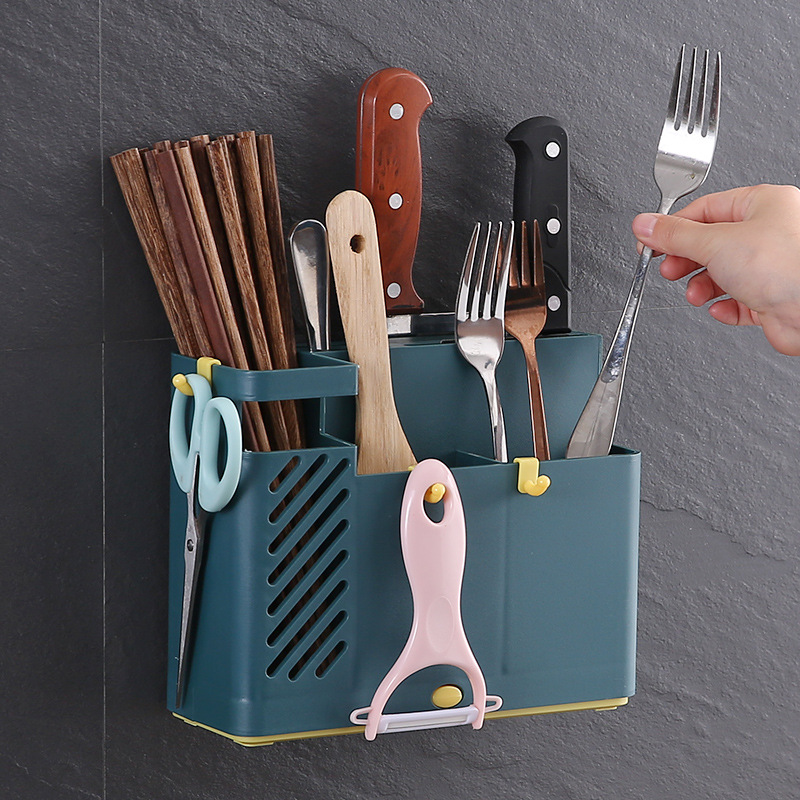 壁挂筷子收纳盒可沥水筷子笼家用厨房免打孔餐具置物架装筷子架子