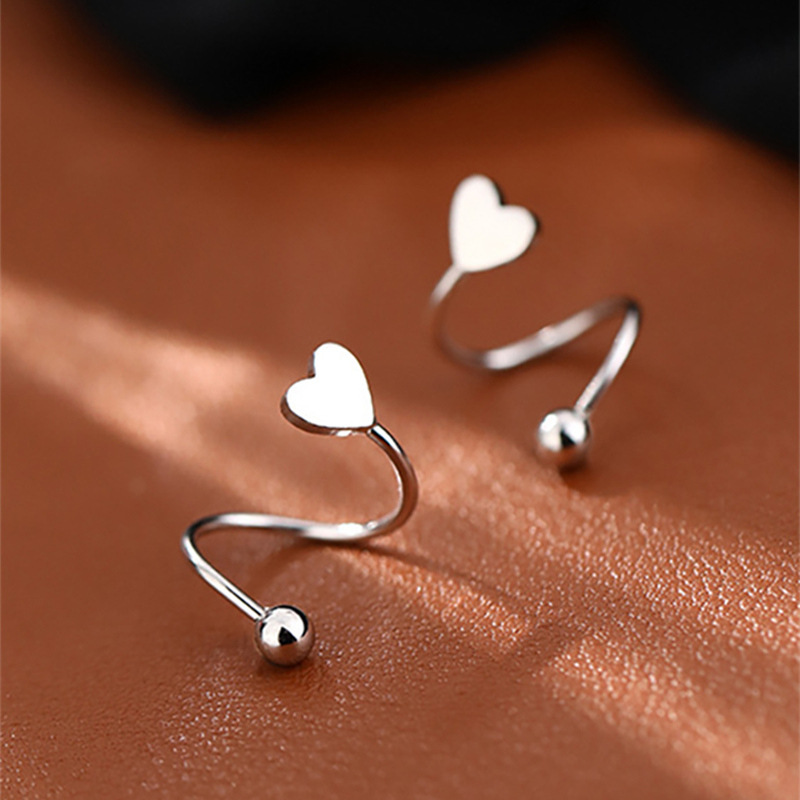 Spring Screw Stud Earrings Women's Sterling Silver Wholesale Ear Rings Senior Niche XINGX Earrings Elegant Heart Ear Bone Stud