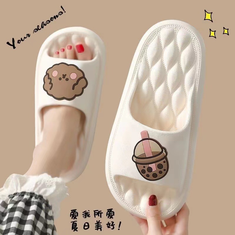 Slip-on Slippers for Women Summer Home Cute Cartoon Couple Home Indoor Non-Slip Bathroom Sandals for Men