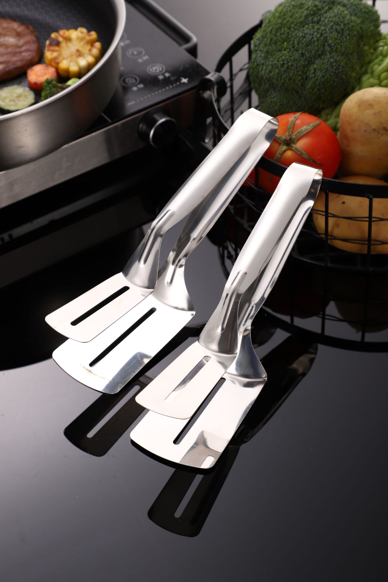 Creative 304 Stainless Steel Shovel for Frying Fish Household Kitchen Utensils Pizza Steak Tong Fried Multi-Functional Food Clip