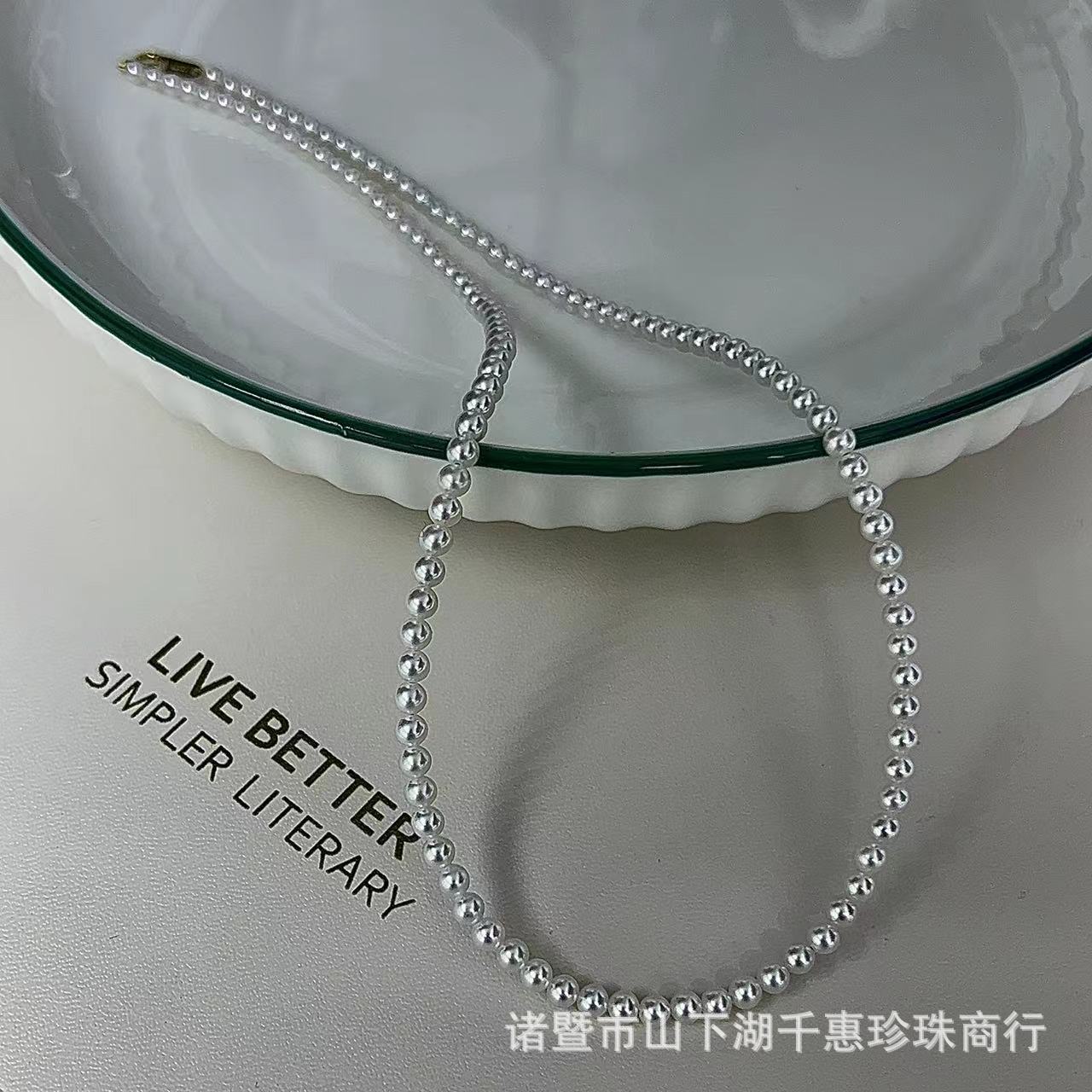 Freshwater Pearl Necklace Baby Chain Small Rice-Shaped Beads Aurora Perfect Circle Flawless 3-4mm Fashion Temperament Clavicle Chain