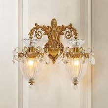 奢洛尼欧式全铜客厅壁灯法式水晶美式卧室背景墙床头镜前楼梯墙灯