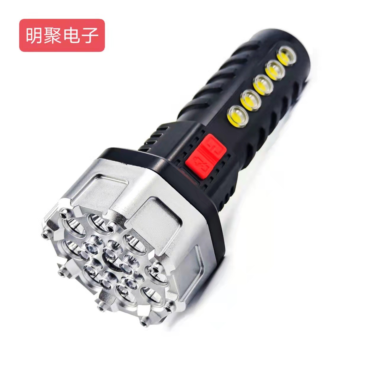 跨境户外17led强光远射手提灯 家用cob两用手电筒usb充电手电批发