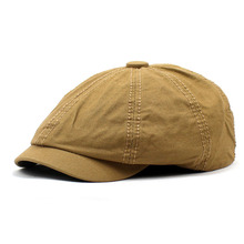 男士棉质贝雷帽新款纯色鸭舌帽前进复古帽跨境外贸帽子批发八角帽