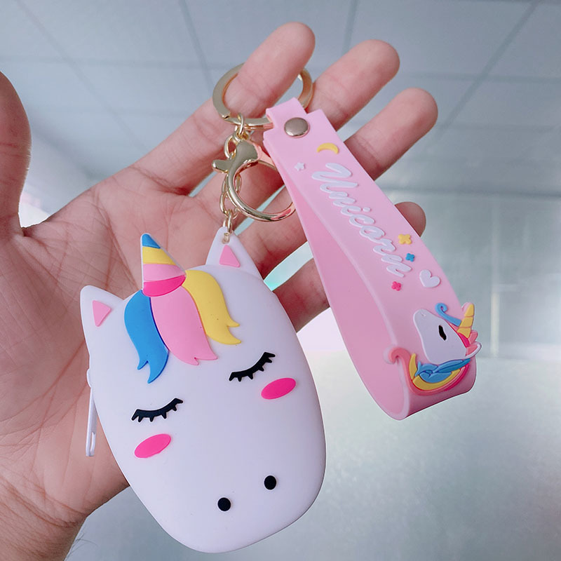 Creative Unicorn Silicone Coin Purse Portable Coin Small Bag Data Cable Storage Bag Keychain Pendant