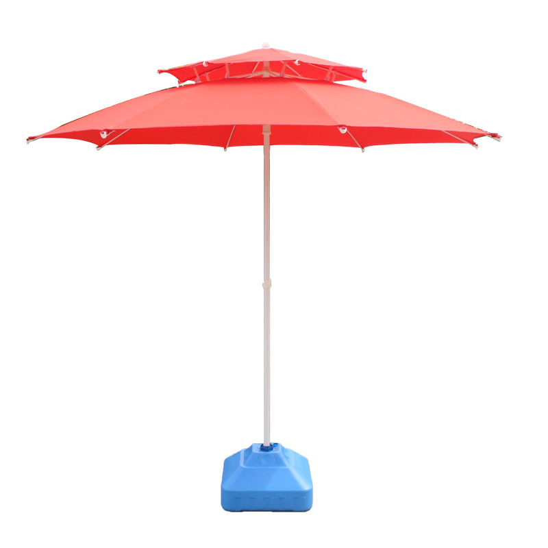 Outdoor Sunshade Double-Top Umbrella Beach Umbrella Courtyard Multi-Color Advertising Printing Sun Umbrella Polyester Fiber Sun Umbrella