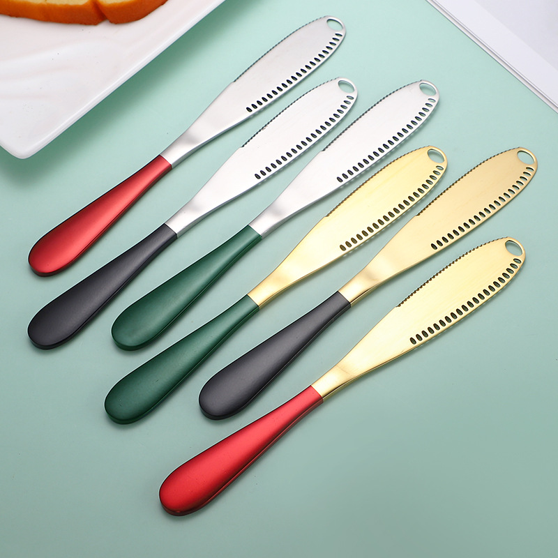 430 stainless steel cheese knife multi-functional with holes cream butter knife bread jam sliced cheese butter knife