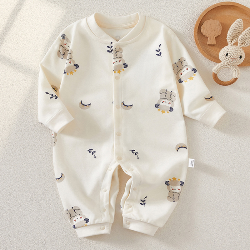 Spring and Autumn Pure Cotton Boneless Baby One-Piece Romper Newborn Male and Female Baby 0-1 Years Old Baby Romper Base Baby Clothes