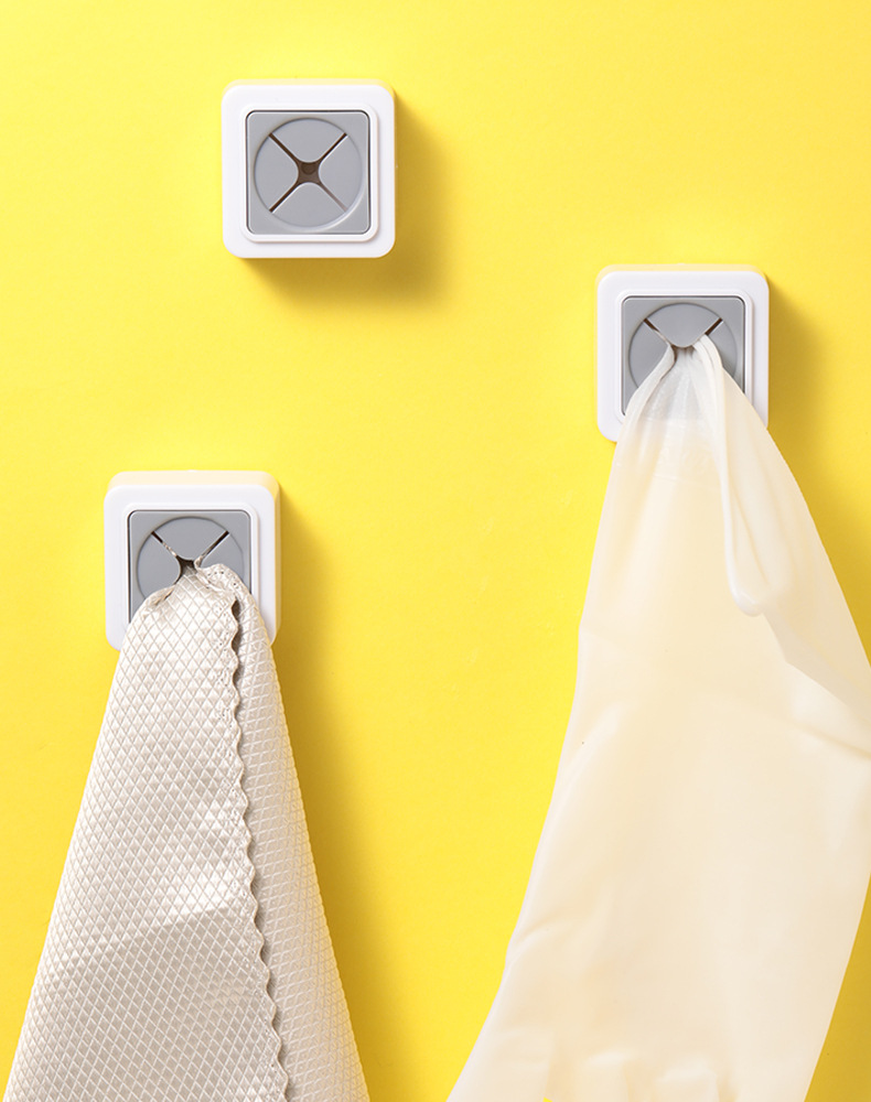 日式简约厨房抹布夹洗碗挂毛巾夹免打孔壁挂便携方形抹布夹2个装