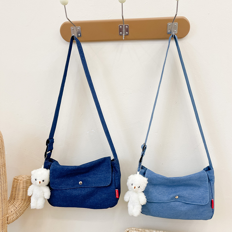 洋气牛仔儿童包包小女孩大容量帆布斜挎包宝宝可爱休闲外出单肩包