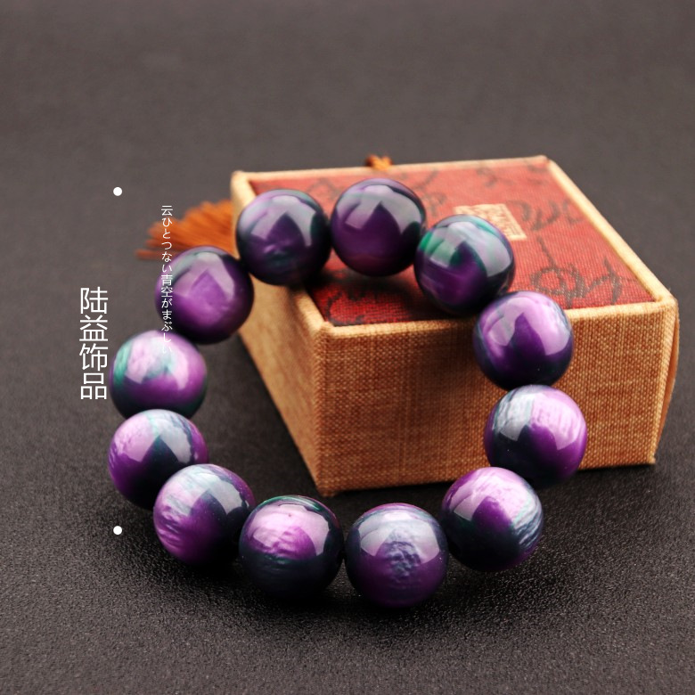 二代金丝海柳 紫柳 佛珠手串男女情侣首饰配饰炫彩手链直播款批发