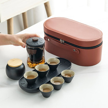 美甚玻璃旅行茶具便携式快客杯个人随身包套装户外功夫茶杯泡茶壶