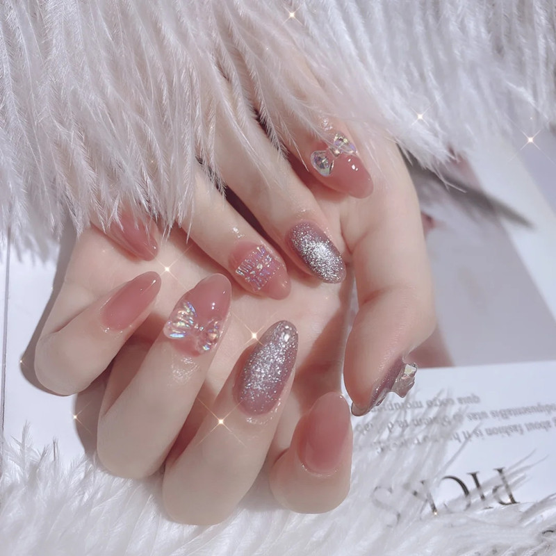 b225蝴蝶裙摆立体极光蝴蝶带装饰美甲成品反复拆卸使用美甲