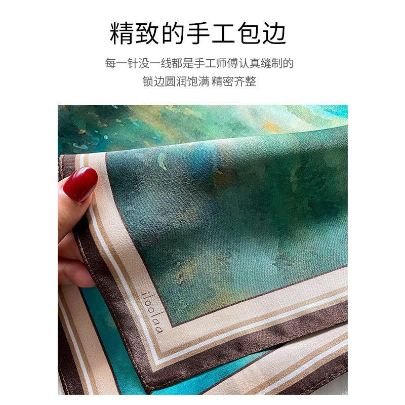 2023 New Silk Scarf Anti-Aging Fashion Small Square Towel Spring and Summer All-Match Multifunctional Mulberry Silk Printed Scarf