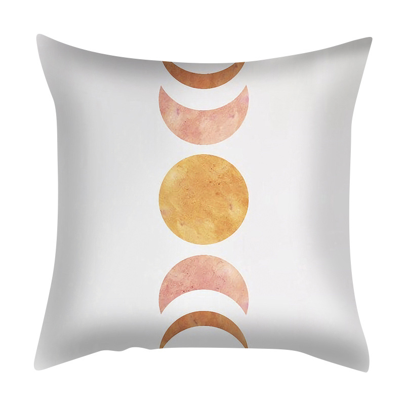 [Clothes] Nordic Abstract Pillow Cover Simple Geometric Morandi Peach Skin Fabric Home Sofa Cushion Cushion Cover