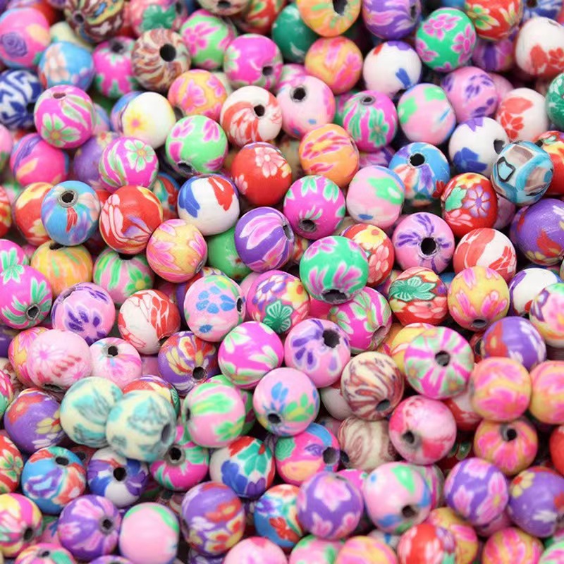 New Wuzhou Factory Direct Sales Colorful Polymer Clay round Beads DIY Handmade Beaded Loose Beads Bracelet Necklace Earrings Beads Colorful