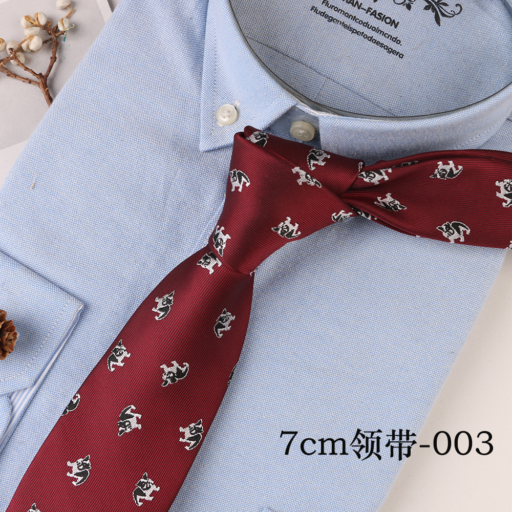 Men's Casual Trendy Polyester Silk Floral Plaid 7cm Hand Tie Dot Navy Blue Red in Stock Wholesale