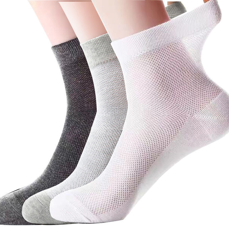 Socks Men's Solid Color Summer Thin Deodorant Stockings Spring and Summer Men's Socks Socks Business Mesh Stockings Mid-Calf Length Men's Socks