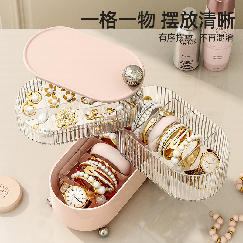 Rotating Desktop Storage Box Ins Style Lipstick Dustproof and Transparent Data Cable 360 Rotating Compartment Jewelry Cosmetic Case