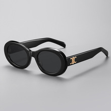 欧美跨境板材眼镜太阳镜女椭圆形框白墨镜网红同款专柜品质9045