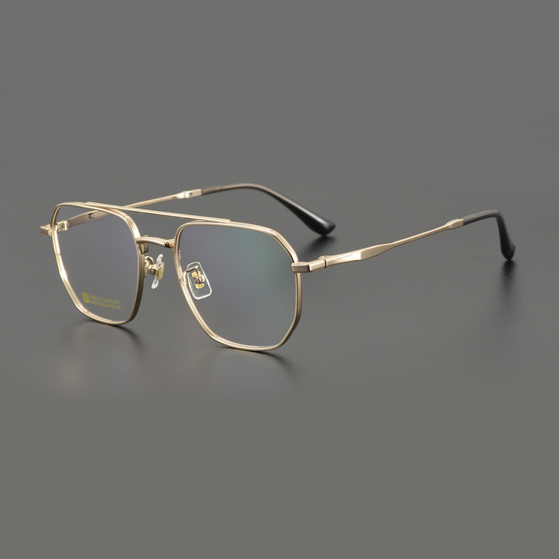 新款男士纯钛 商务双梁 立体多边形时尚百搭全框眼镜镜架53012