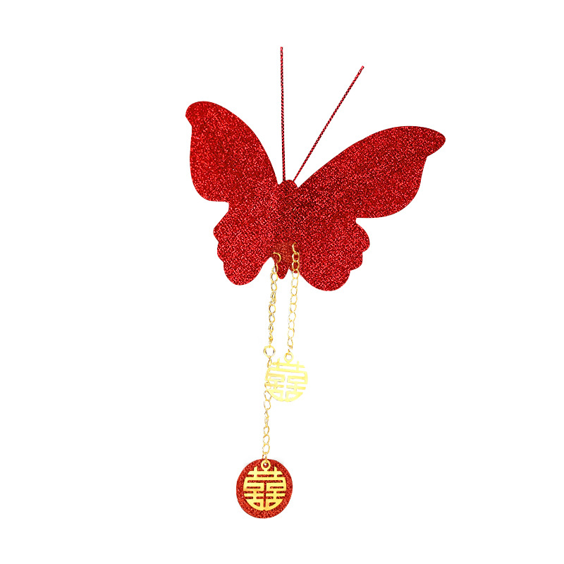 Wedding Three-Dimensional Simulation Red Butterfly Wedding Room Decoration Bedroom Living Room Background Wall Layout Wedding Ceremony and Wedding Celebration Supplies