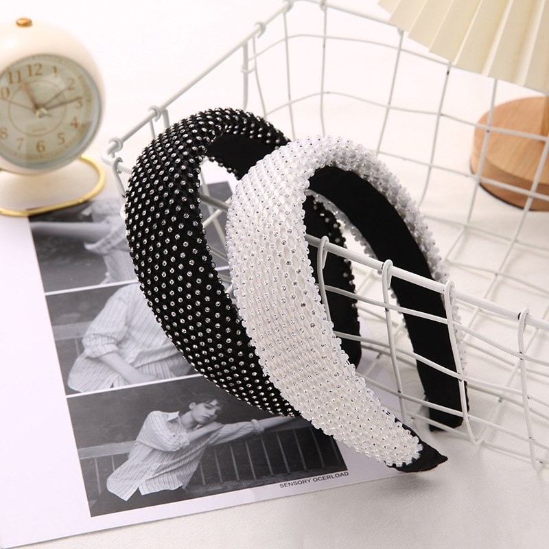 Exclusive for Cross-Border Sponge Wide Edge Diamond-Laid Headband Rhinestone Internet Celebrity Hair Accessories Full Diamond European and American Jewelry Factory Wholesale